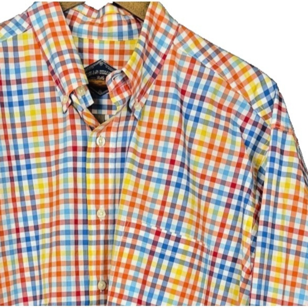 Bills Khakis Shirt Mens Large Button Down Plaid Long Sleeve Multicolor Made in U